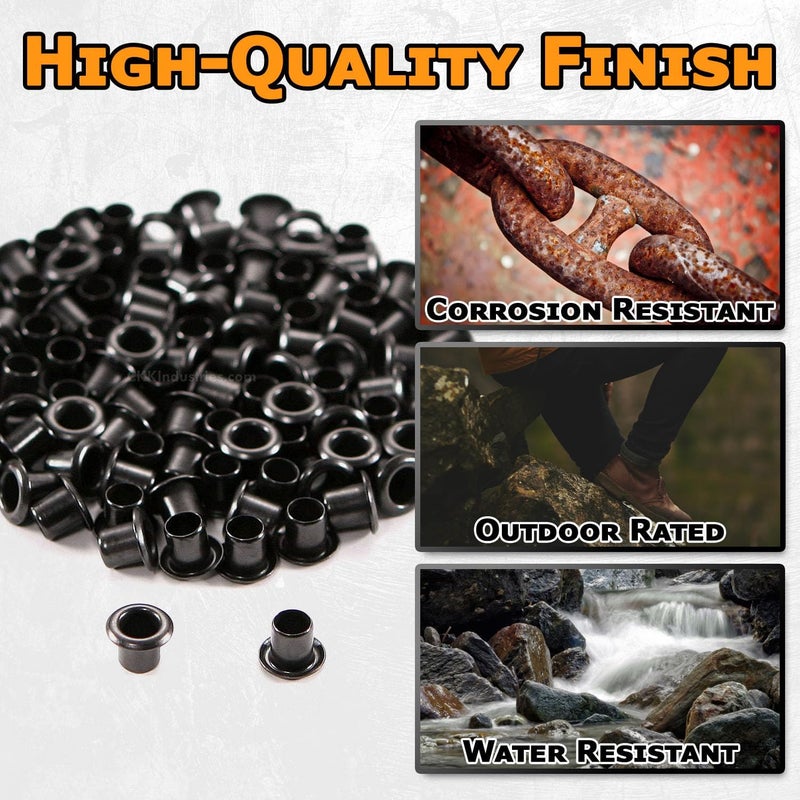 HolsterSmith Kydex & Leather Holster Eyelets - (#6-6 Length) - (3/16 Inch Diameter) - (Black Coated) - (100 Pack) - (USA Made) - for DIY Holster Making, Canvas & Apparel Binding - Image 4